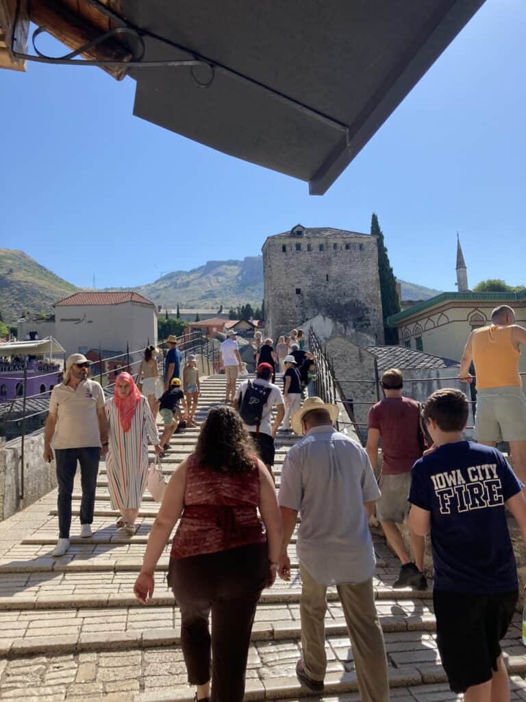 Crossing the Stari Most Bridge