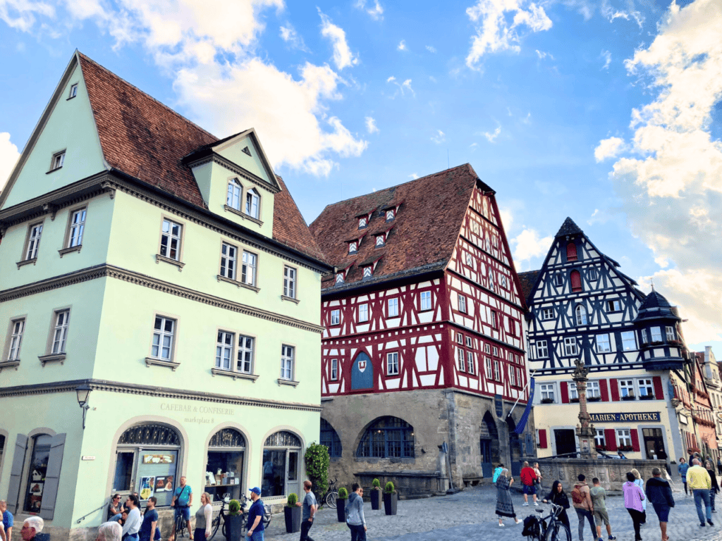 Red and white building in Rothenburg ob der tauber, Germany