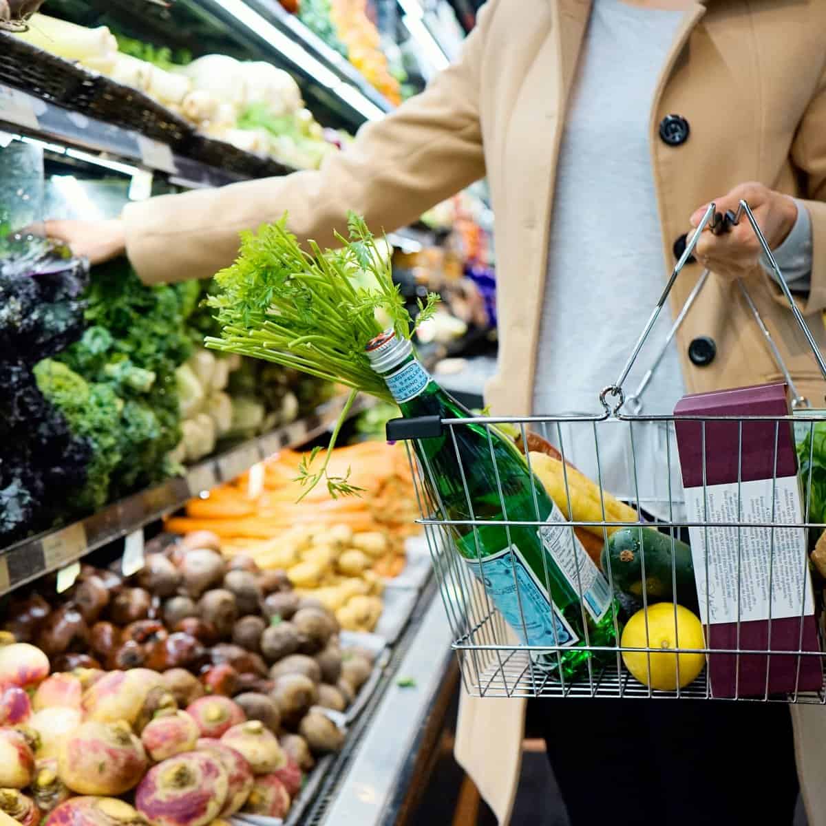 Woman shopping in produce section