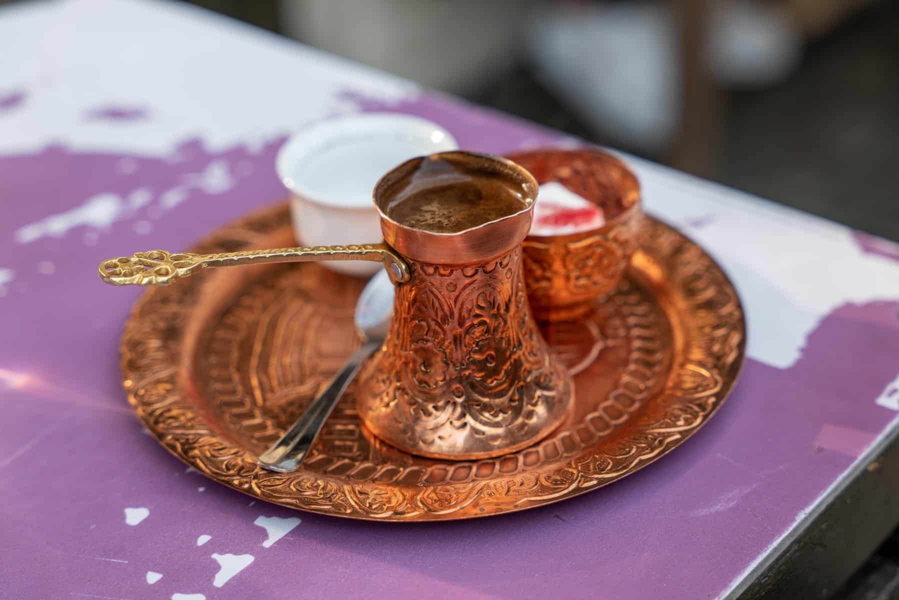 Bosnian coffee on a copper platter