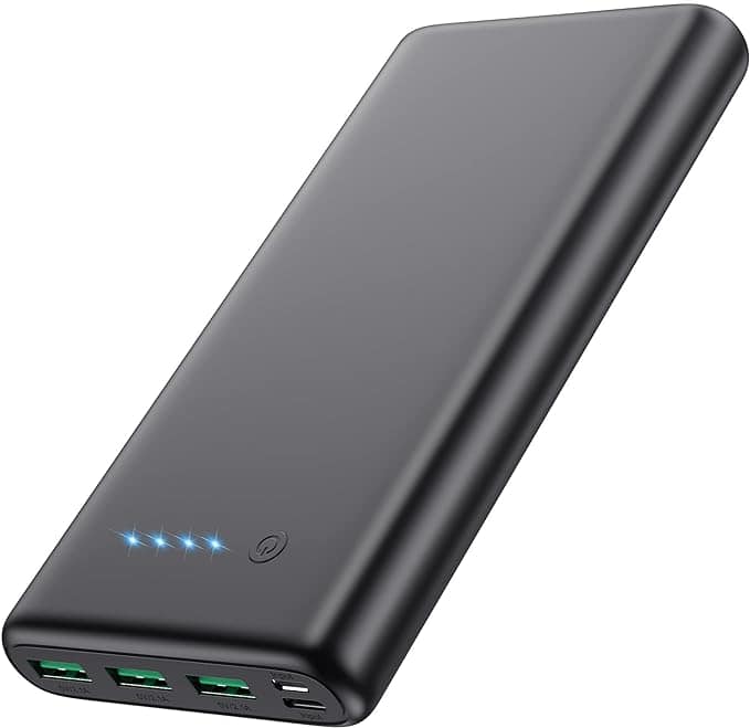 Black power bank with blue lights