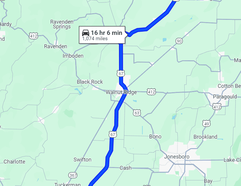 A map of Walnut Ridge, Arkansas