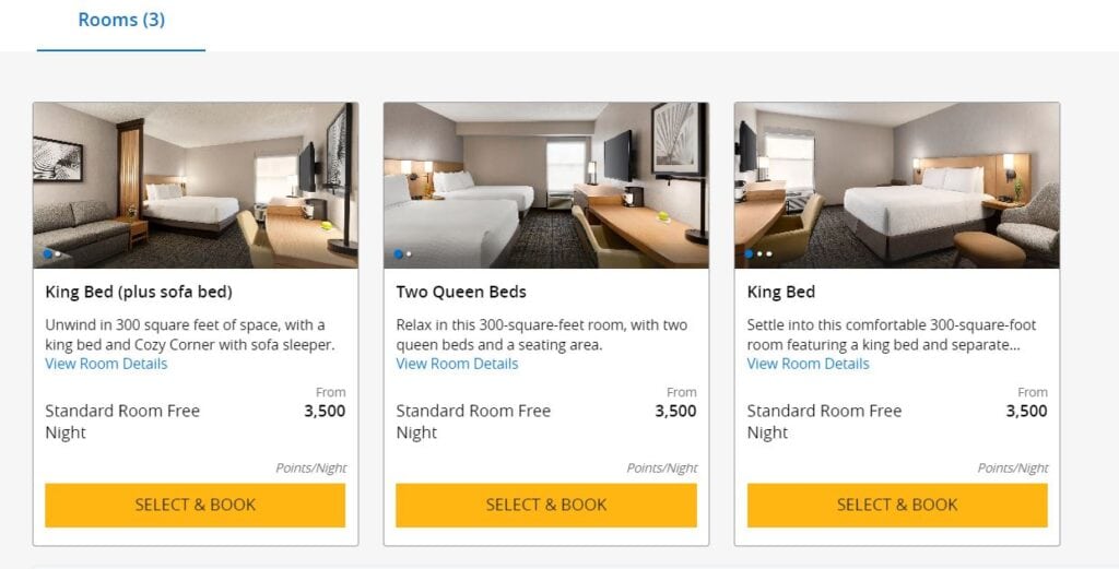 Screenshot of Hyatt's booking page for Tucson, Arizona