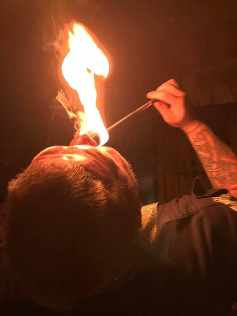 Man eating fire in Prague