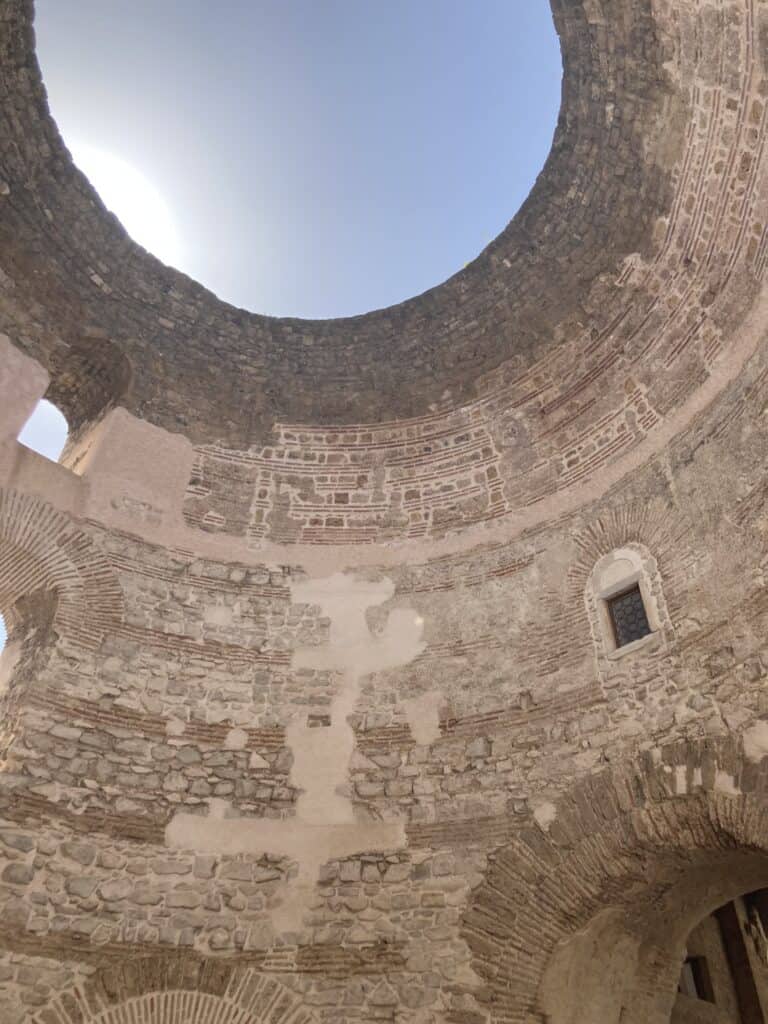 View of the ceiling of Diocletian's Palace in Split, Croatia