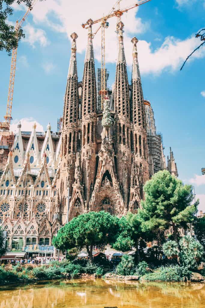 View of exterior of la Sagrada Familia in Barcelona