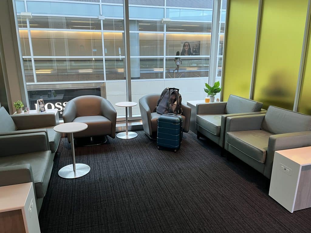 View of chairs at the Club DFW lounge